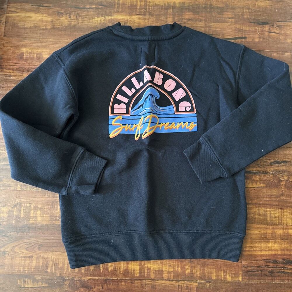 Billabong Girls Black Surf Dreams Sweatshirt Pullover M 10/12 Beach Graphic